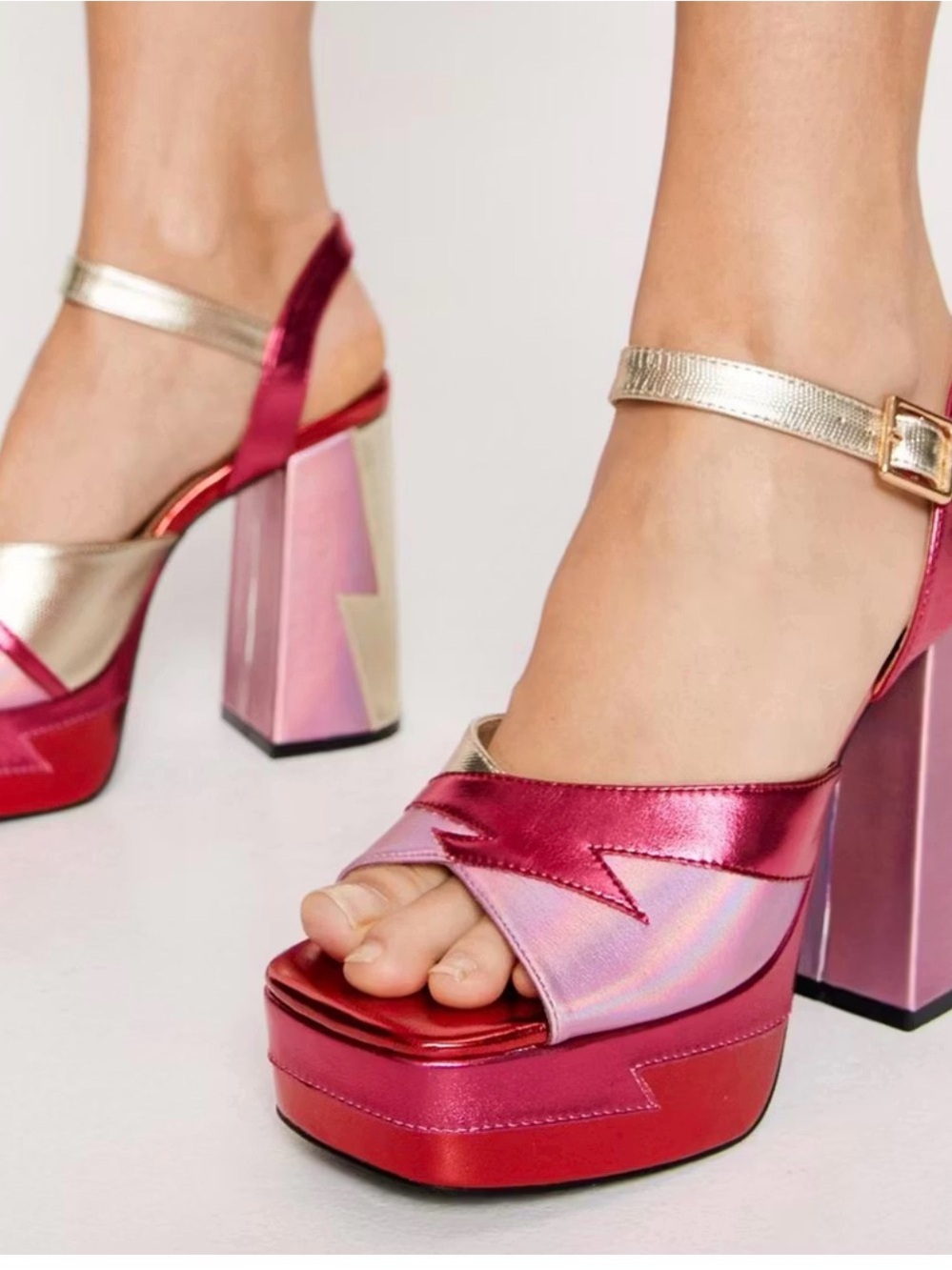 Nasty Gal Metallic Pink and Gold Platform Heels - Picture 2 of 10